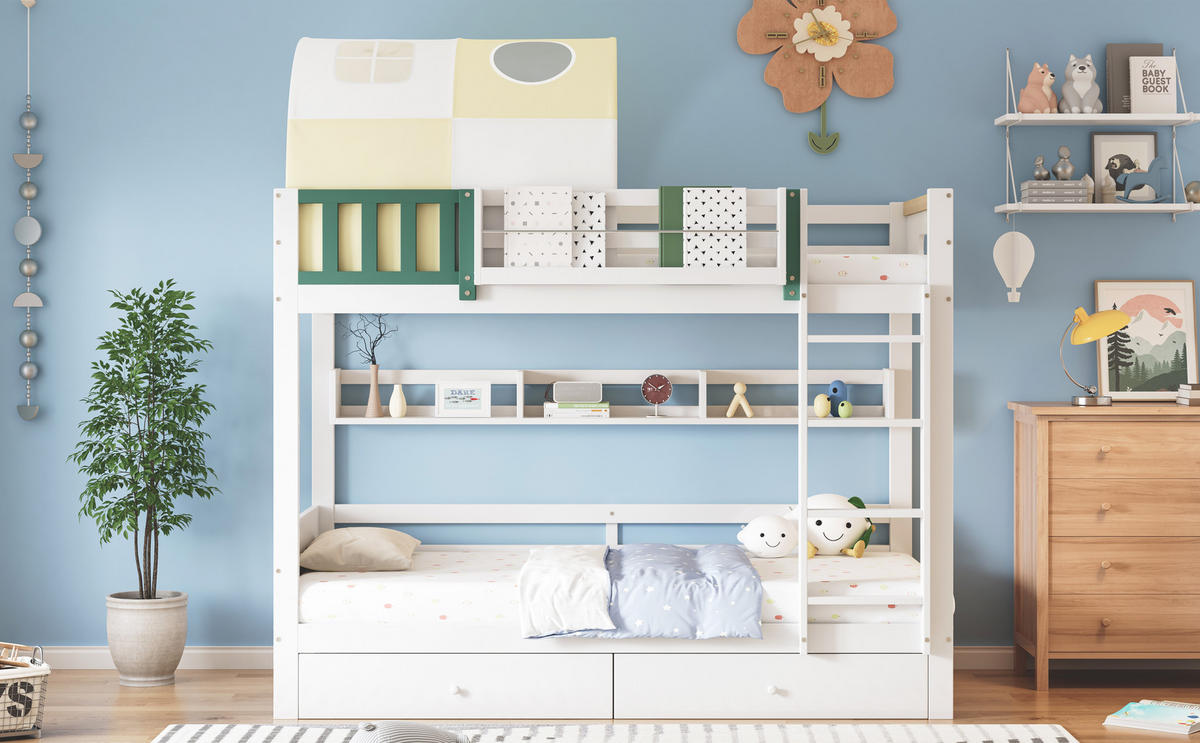 ETAGENBETT 90x200 cm Zelt Schubladen - Gelb, Holz (90/200cm) - LEBENLANG