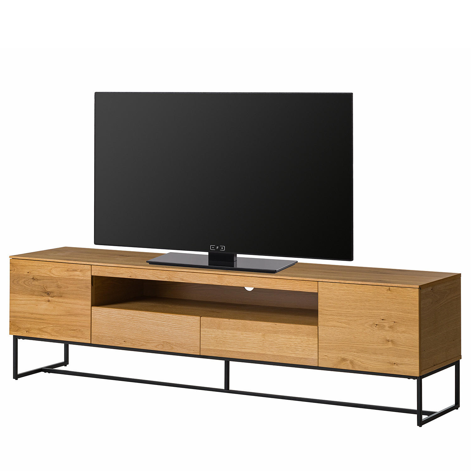 TV-LOWBOARD - Echtholzfurnier / Eisen, Breite 181 cm - Eichefarben, Holzwerkstoff (181/51/40cm) - home24