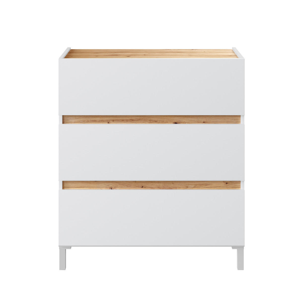 KOMMODE 3 schubladen in eichenoptik und weiß - tempus 79/41/90 cm - Apfelbaumfarben, Holzwerkstoff (41/90/79cm) - Calicosy