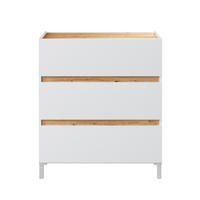 KOMMODE 3 schubladen in eichenoptik und weiß - tempus 79/41/90 cm - Apfelbaumfarben, Holzwerkstoff (41/90/79cm) - Calicosy