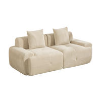 2-SITZER SOFA Chenille Light Khaki mit Kissen - Hellbraun, Textil (190/75/89cm) - WISHDOR