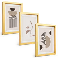 BILDER SET 3er Set - 20x30 cm Goldrahmen - Abstrakte Formen und Gesicht - Goldfarben, Kunststoff (20/30cm) - TULUP
