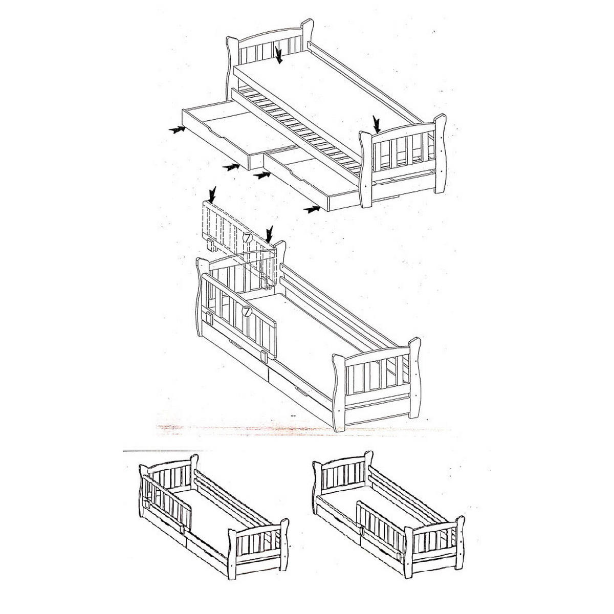 KINDERBETT Lena Kiefer weiß / rosa 91 / 165 / 75cm - Hellrosa/Weiß, Holz/Holzwerkstoff (80/160cm) - Feldmann-Wohnen