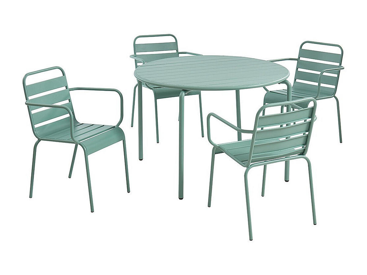 GARTENESSGRUPPE im Set - 4 -Sitzer - Stahl - mandelgrün - MIRMANDE - Grün, Metall - Vente-Unique
