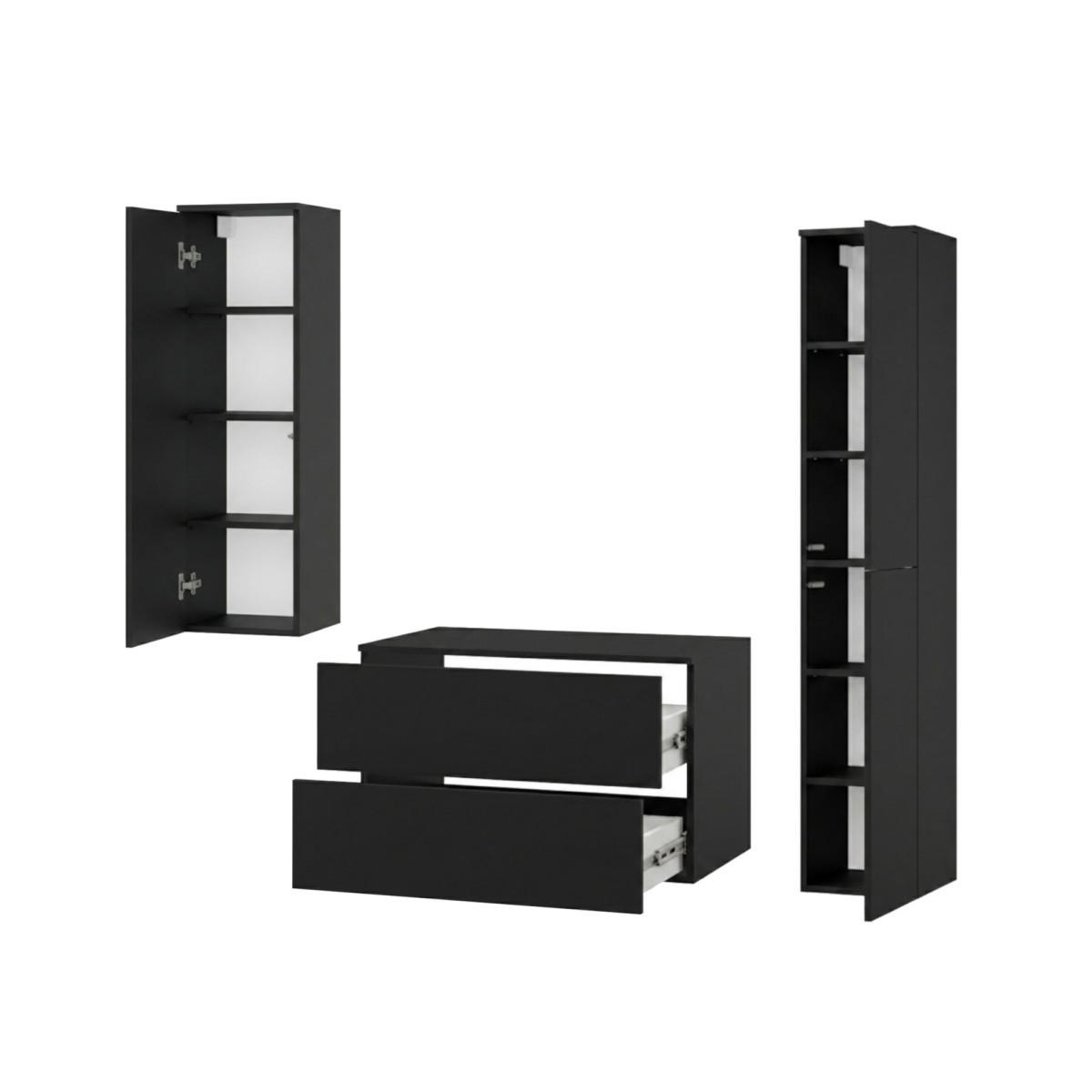 BADMÖBEL-SET Color Schwarz 3-Teilig (2S 80 + 1D 100 + 2D 160) - Schwarz, Holzwerkstoff (140/160/45cm) - mzm24