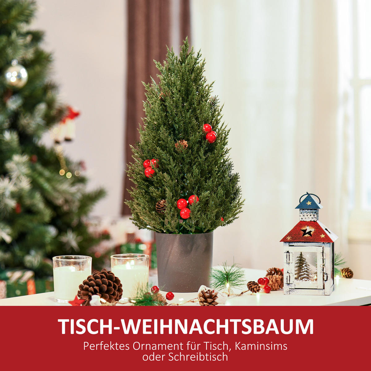 WEIHNACHTSBAUM, 47 cm, PE, PVC, Grün - Grün, Kunststoff (47cm) - HOMCOM
