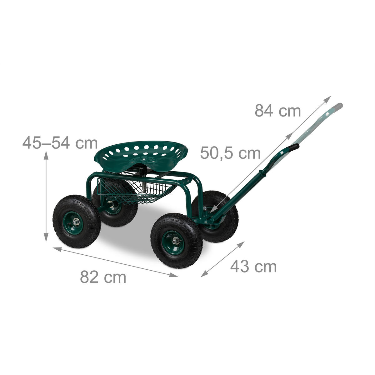 GARTENSITZ - Dunkelgrün, Kunststoff/Metall (43/54/82cm) - Relaxdays