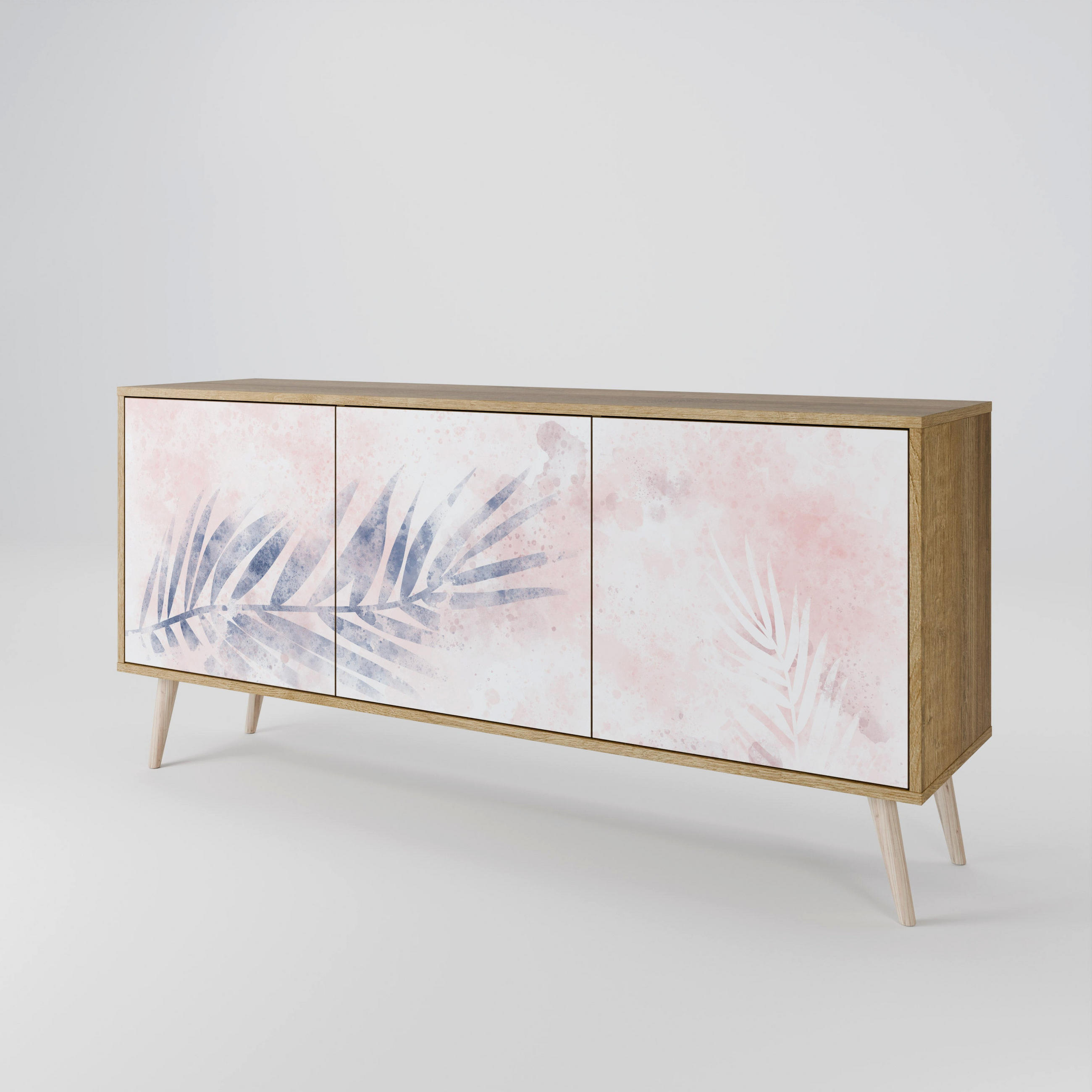 SIDEBOARD TIMELESS FLOAT, Eicheneffekt, 164,5x42x77,5 cm, 3 Türen - Eichefarben/Buchefarben, Holzwerkstoff/Buchenholz (164.5/77.5/42cm) - SpaceRebels