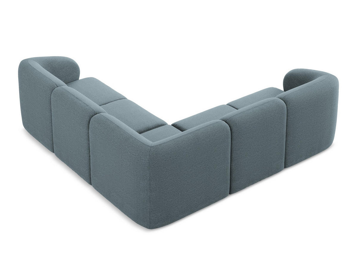 ECKSOFA Bouclé Stoff Blau - Blaugrau/Schwarz, Holzwerkstoff/Kunststoff (251/251cm) - Makamii