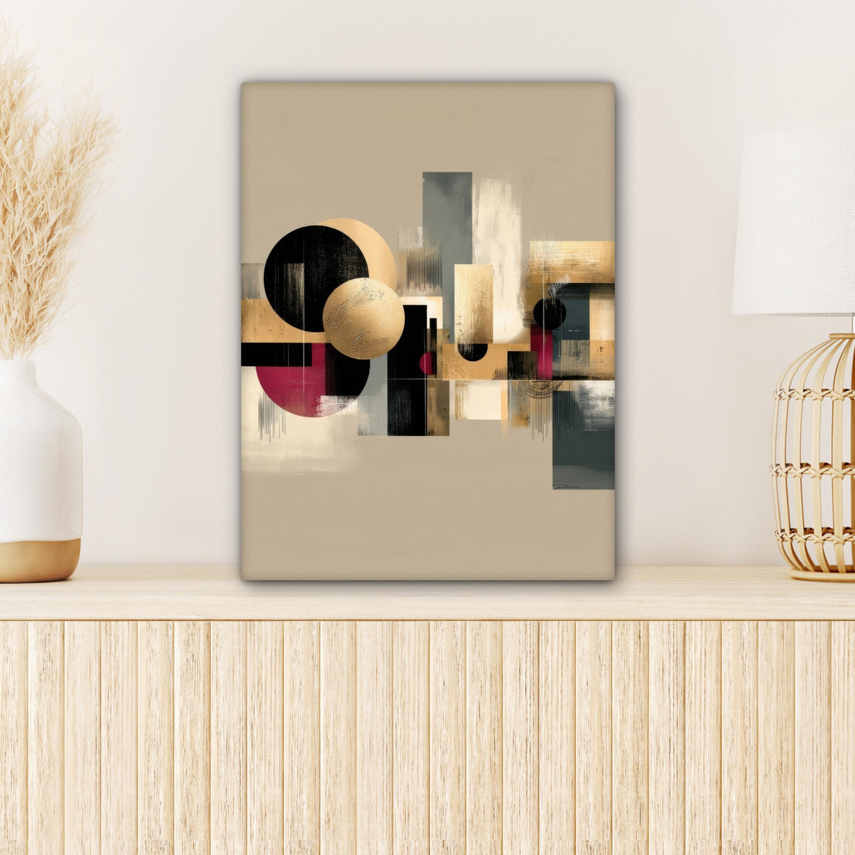 LEINWANDBILD Abstrakt - Formen - Beige - Texturen Room Decor 30x40 cm - Beige, Textil (30/40cm) - MuchoWow