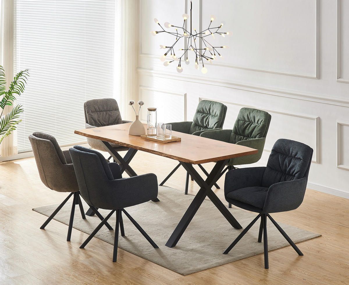 ARMLEHNSTUHL CAZAR Anthrazit - Anthrazit, Textil/Metall (57/90/68cm) - B&D Home