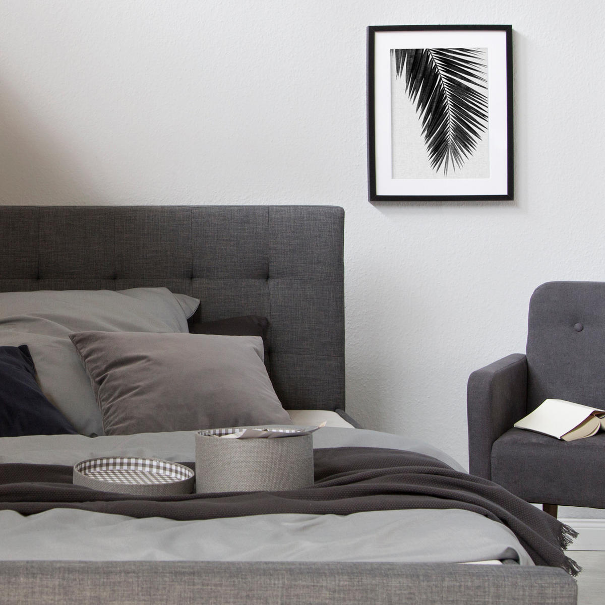 POLSTERBETT mit Stauraum 180/200 cm in Anthrazit Grau - Anthrazit/Grau, Textil (180/200cm) - Homestyle4u