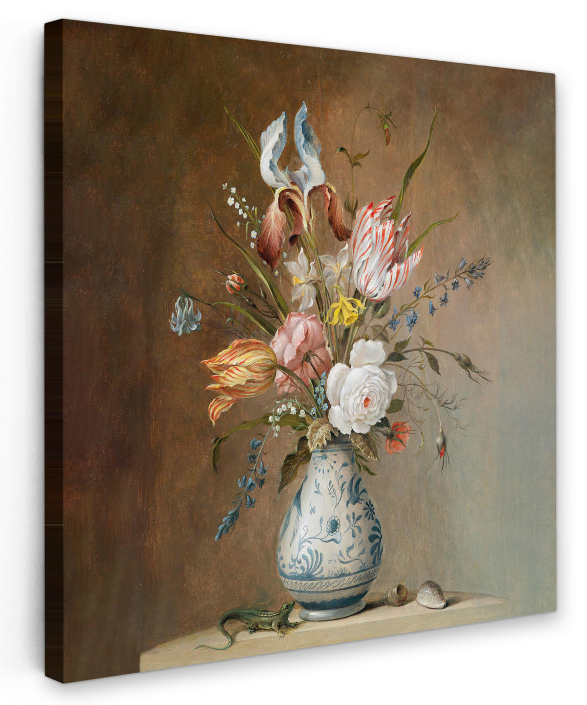 LEINWANDBILD Alte Meister - Blumen - Balthasar van der Ast 90x90 cm - Hellbraun, Textil (90/90cm) - MuchoWow