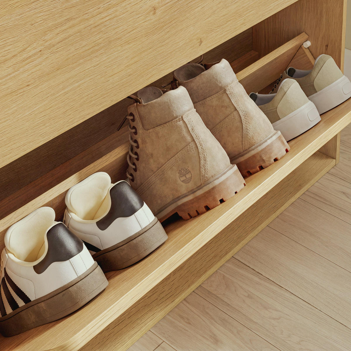 SCHUHREGAL mit klappbaren Fächern und Deodorisierer FSR226-E-N - Ahornfarben, Fell (19/115.4/78cm) - SoBuy