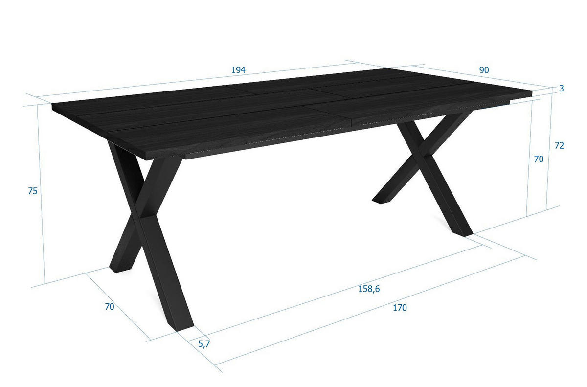 ESSZIMMERTISCH für 10 Gäste, schwarz, 194/90/75cm - Schwarz, Holzwerkstoff (90/194/75cm) - Skraut Home