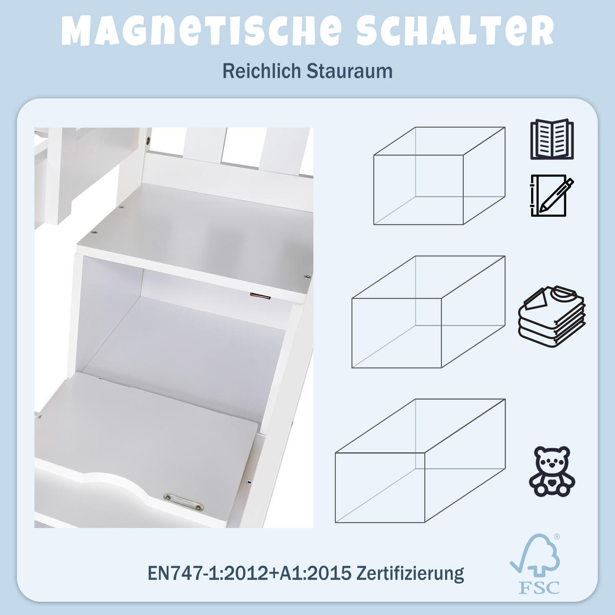 KINDERBETT Weiß 245/97/217 cm - Weiß, Holzwerkstoff (97/217/245cm) - Urban Meuble