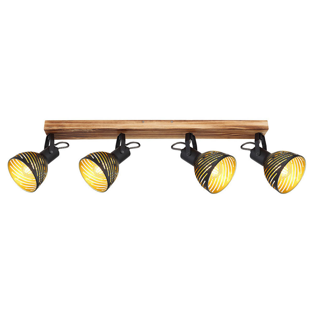 DECKENLEUCHTE Holz Metall Braun Schwarz Gold - Braun, Holz (80/12.5/25cm) - Globo Lighting