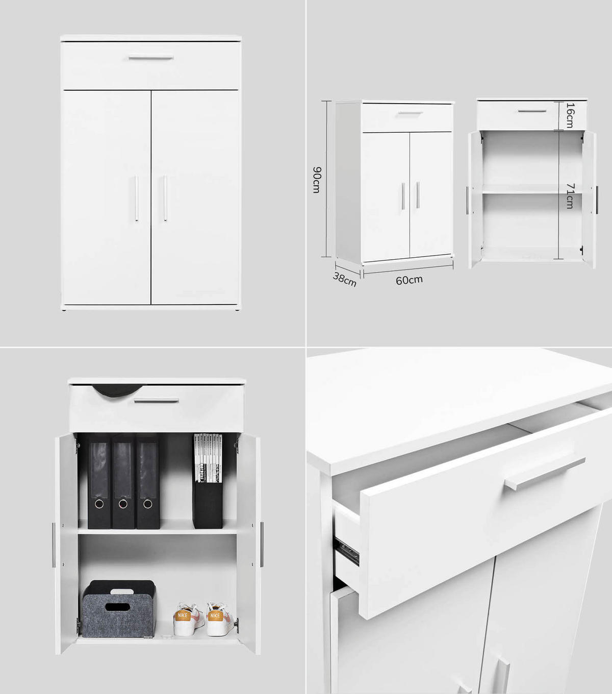 MEHRZWECKSCHRANK SET Der Allzweckwaffe - Silberfarben/Weiß, Holzwerkstoff (60/180/34cm) - Mokebo