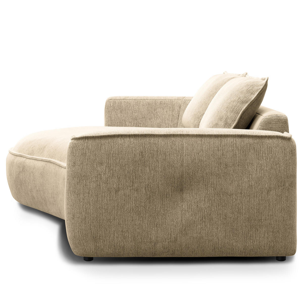 2,5-SITZER SOFA - Taupe/Schwarz, Kunststoff/Textil (217/82/146cm) - home24