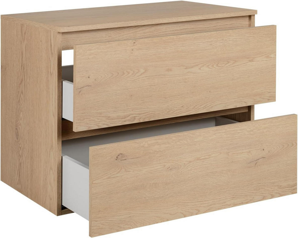 BADEZIMMERSCHRANK 80 cm + TOP + Möbelfüße, Farbe: helle Eiche, 80 x 46 x 80,7 cm, mit Arbeitsplatte - Eichefarben, Holzwerkstoff (80/80.7/46cm) - 3XE LIVING