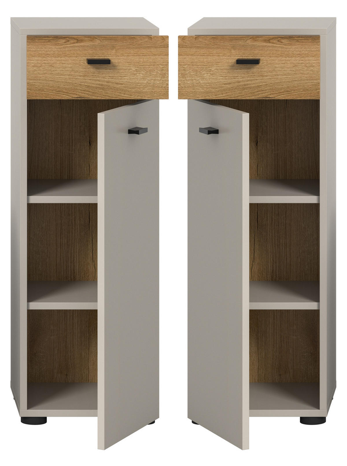 BADKOMMODE Kaschmir, Evoke Eiche 32 cm, Midischrank mit wechselbarem Türanschlag - Kaschmir/Eichefarben, Holzwerkstoff/Kunststoff (32/91/30cm) - Inn.Furn