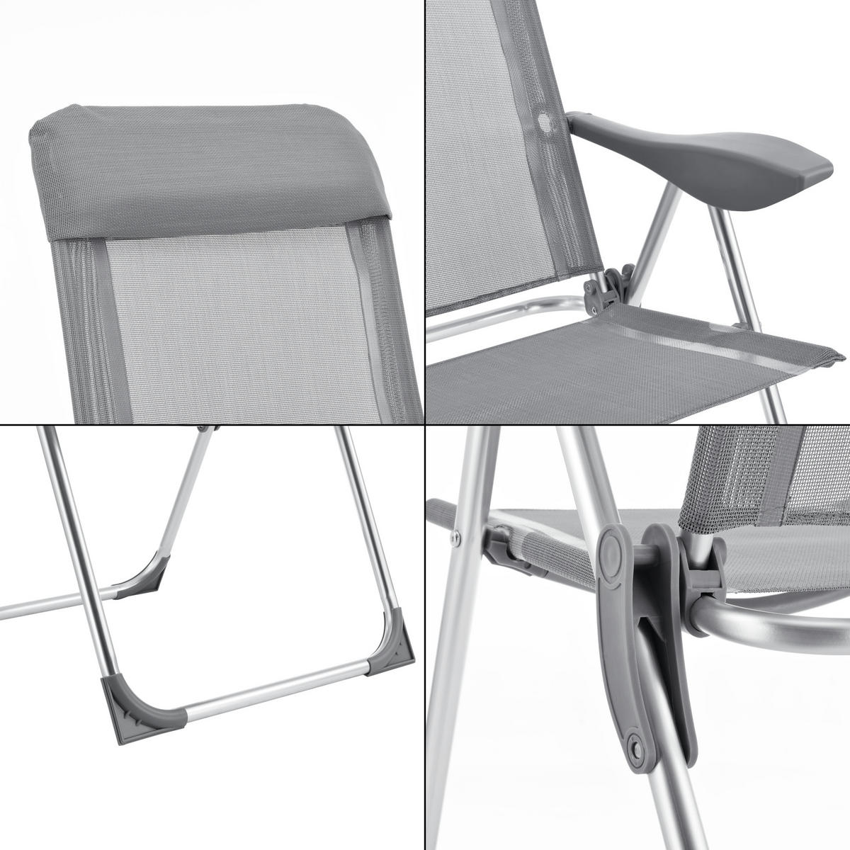 KLAPPSTUHL-SET 2 TLG. Errenteria - Hellgrau, Textil/Metall (57/109/67cm) - [en.casa]