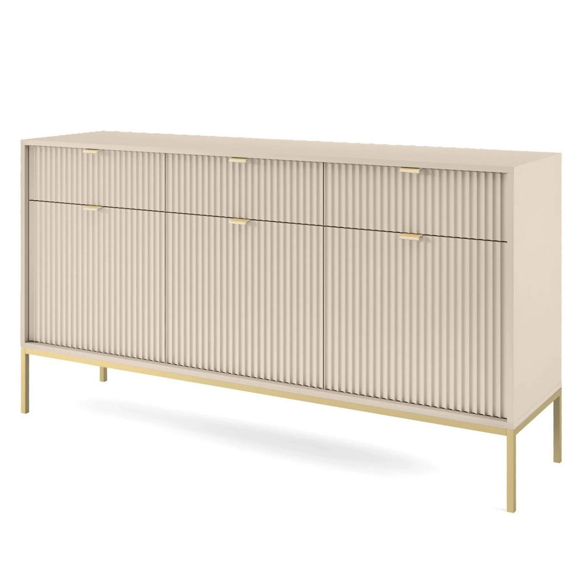 VELLORE Sideboard - Beige/Goldfarben, Holzwerkstoff/Metall (154/83/39cm) - Selsey