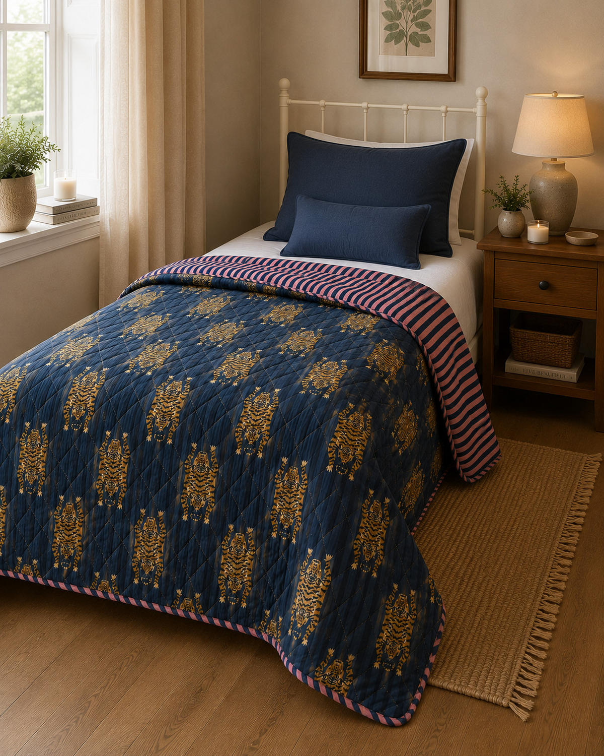 WOHNDECKE Baumwolle 140x180 cm Quilt-Optik – Gesteppt, Weich & Modern - Multicolor, Naturmaterialien (140/180cm) - AU Maison