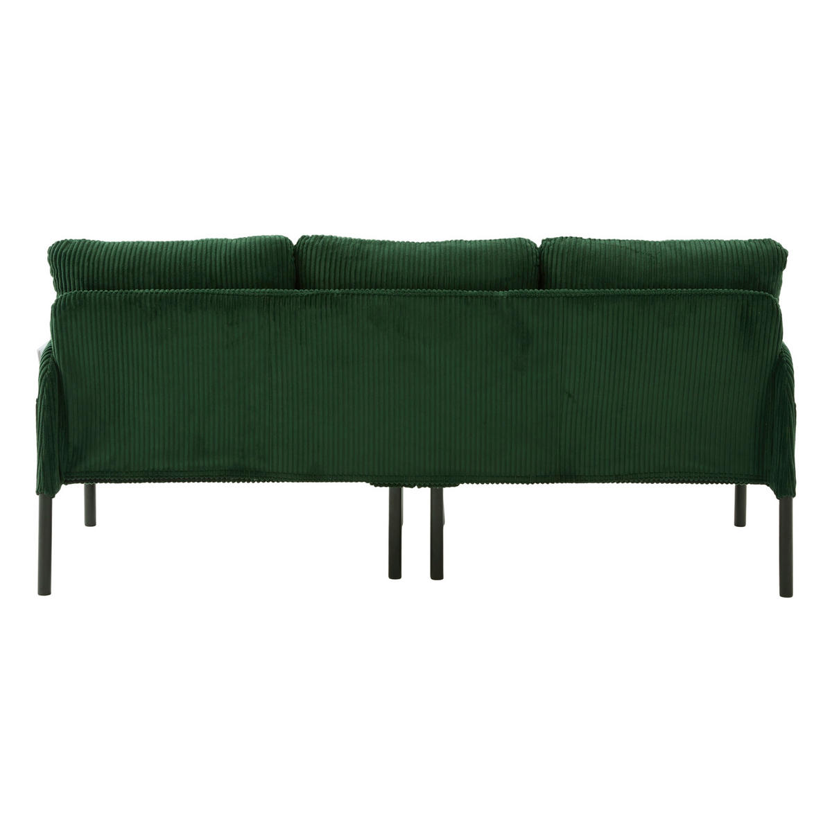 3-SITZER Sofa mit Seitentaschen, Metallgestell & Leinenstoff, 171cm, Grün - Schwarz/Grün, Textil/Metall (171/80/72cm) - LVHOM