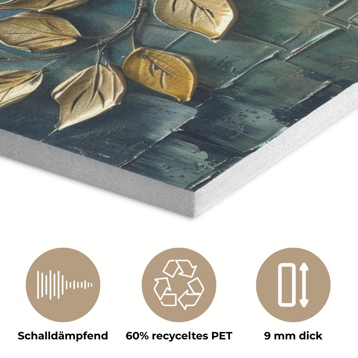 AKUSTIKBILD Baum - Abstrakt - Natur - Kunst Akustikpaneele 90x60 cm - Goldfarben, Kunststoff (90/60/0.9cm) - MuchoWow