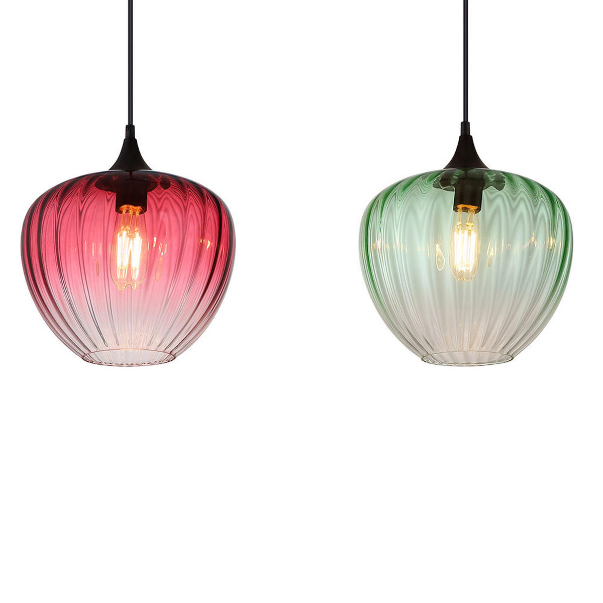 LED PENDELLEUCHTE SOLVEIG Metall Schwarz höhenverstellbar - Schwarz, Glas (119/29/150cm) - Globo Lighting
