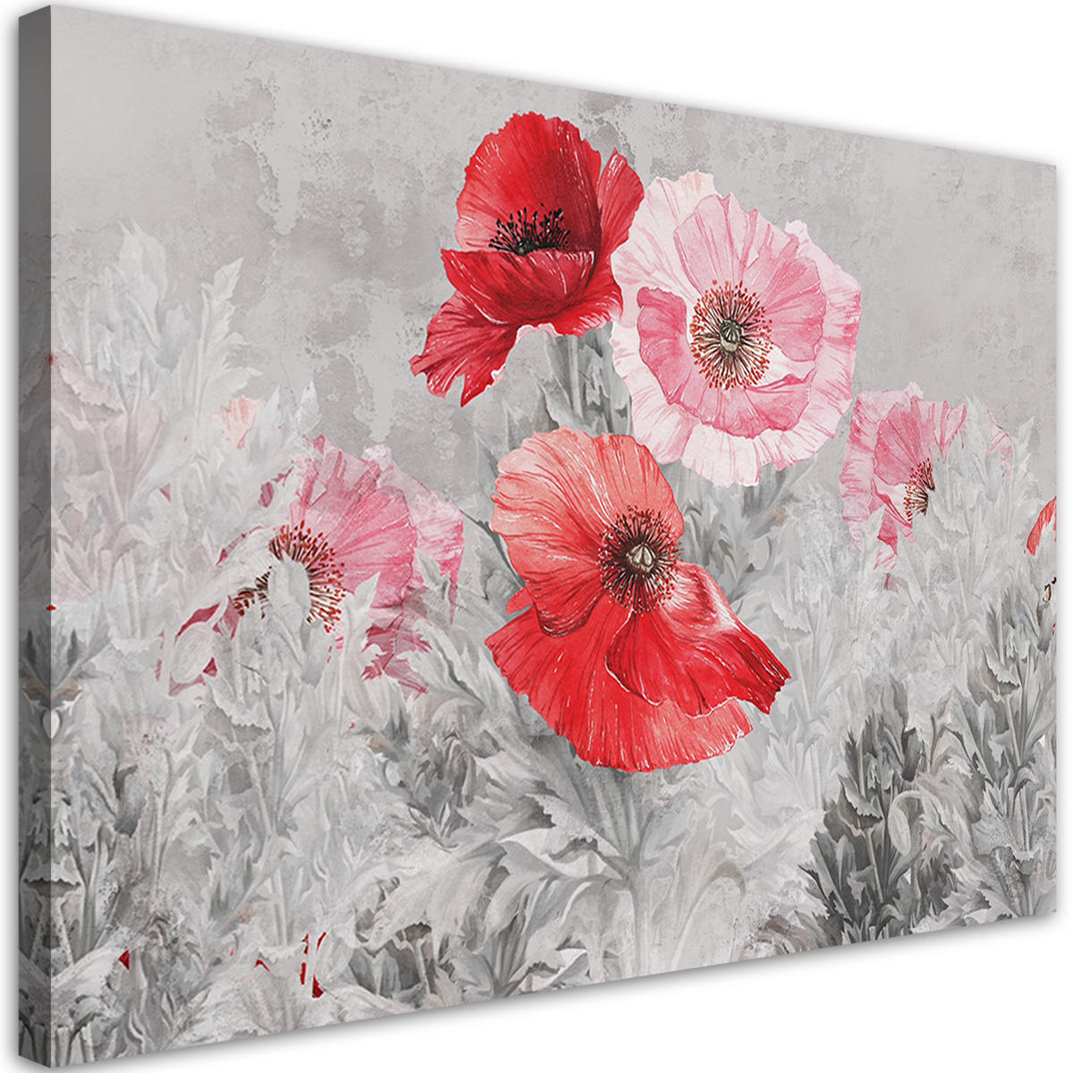 WANDBILD rote mohnblumen auf einer wiese - Rot, Textil (60/40cm) - Feeby