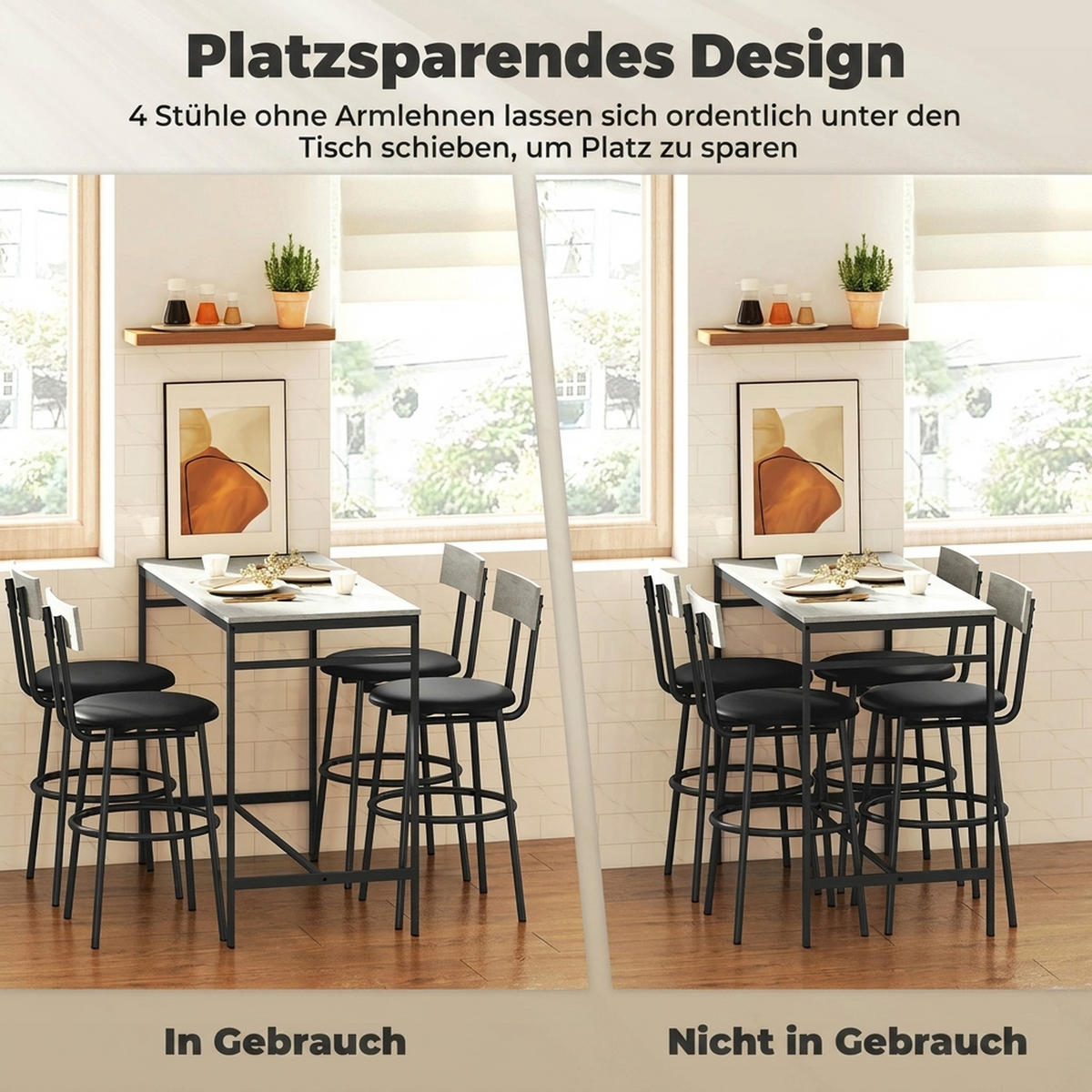 BARTISCH-SET Stahl MDF Hellgrau - Hellgrau, Metall (55/90/110cm) - HOMCOM