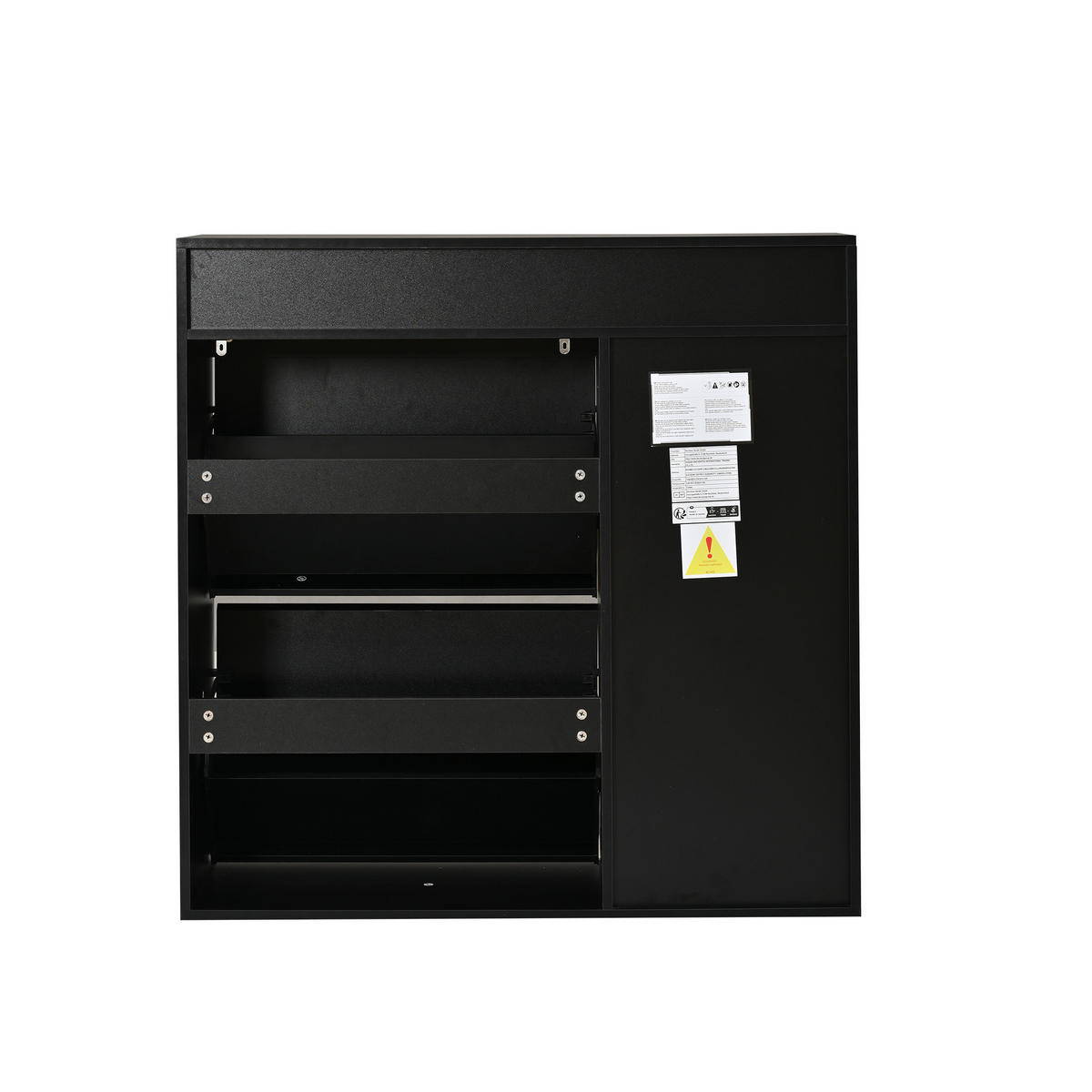 SCHUHSCHRANK 100×35×105cm Schwarz Naturholz mit 2 Klappen - Schwarz/Naturfarben, Holzwerkstoff (100/105/35cm) - FLIEKS