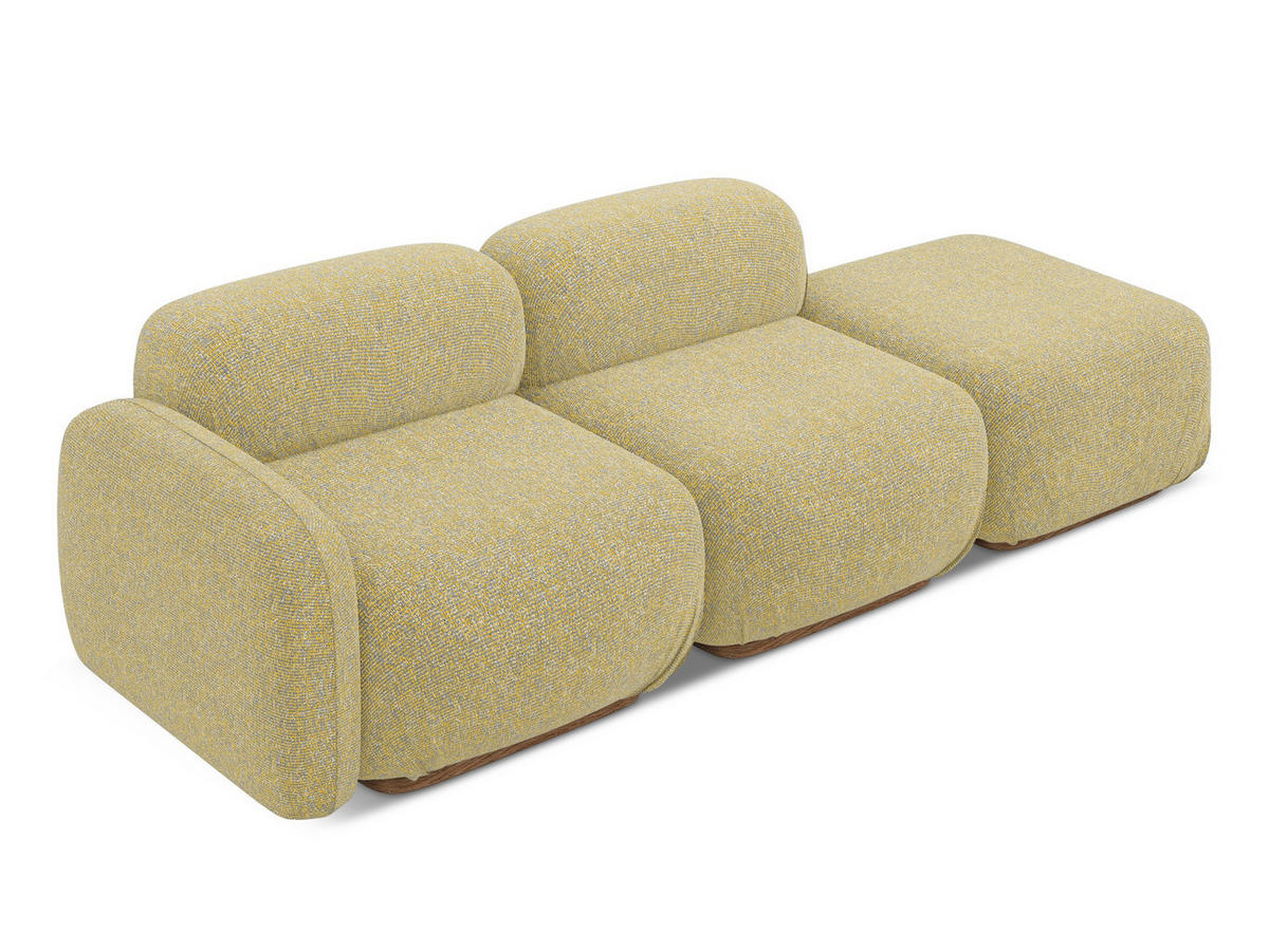3-SITZER SOFA Rechts Strukturstoff Stoff Gelb - Currygelb/Gelb, Holz/Textil (258/73/95cm) - Makamii