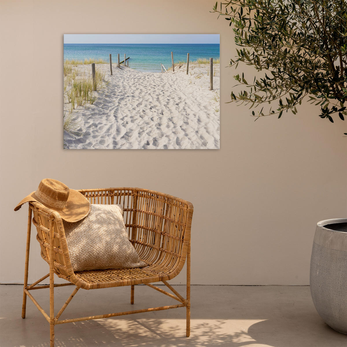 LEINWANDBILD Strandspaziergang 50x70cm - Blau/Braun, Textil (50/1cm) - Art for the Home
