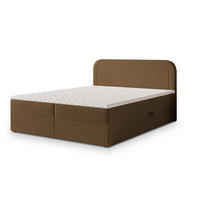 BOXBETT ARMEL 180x200 cm mit Matratze und Topper - Braun - Braun, Holz (180/200cm) - MASSENO