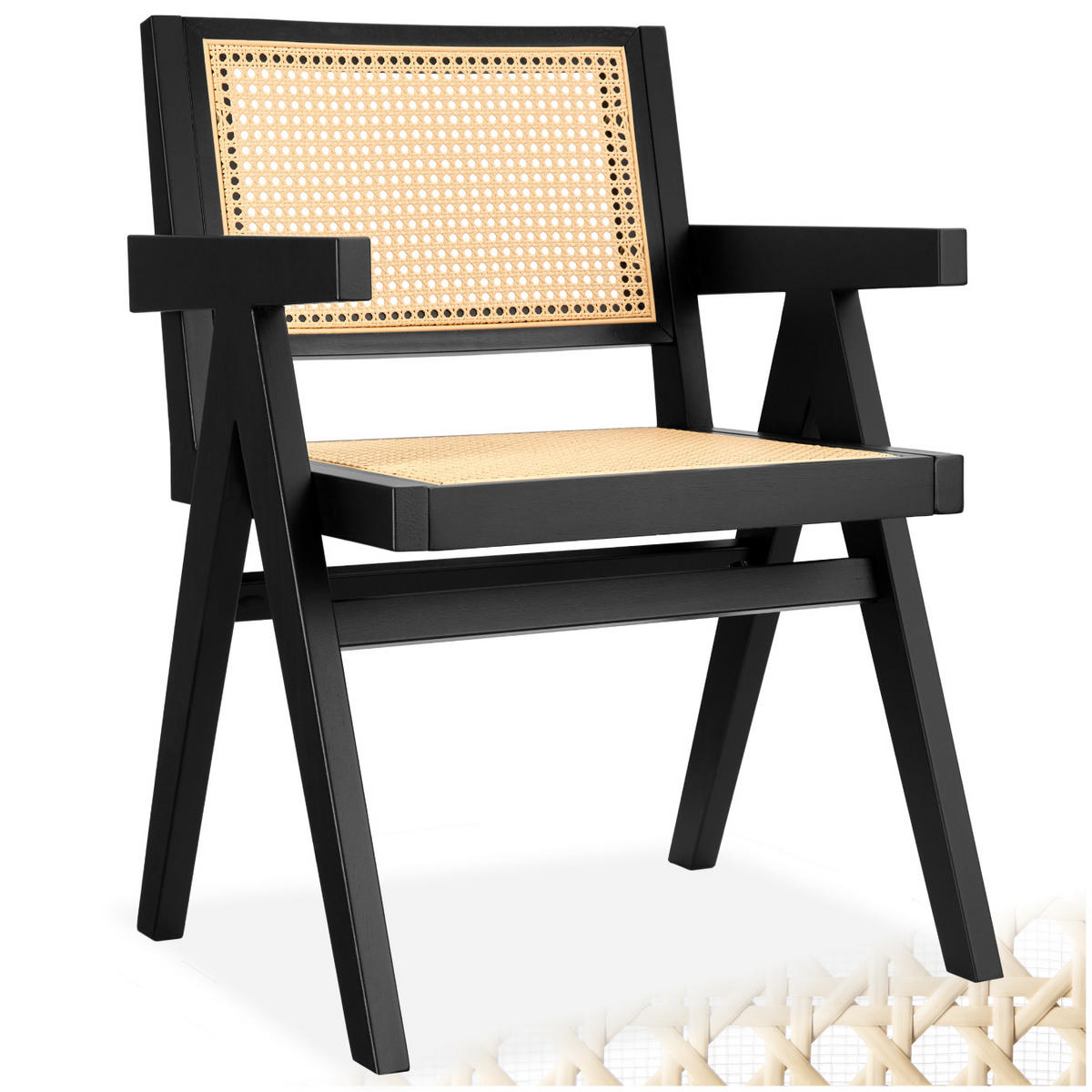ARMLEHNSTUHL Lissy,59 x 56,5 x 82,5 cm, Belastbarkeit 120 kg,schwarz - Schwarz, Holz (59.5/82.5/56.5cm) - tectake