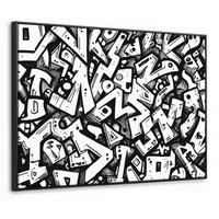 LEINWAND Bilder mit Rahmen - Formen - Buchstaben - Graffiti - Schwarz - 70x50 - Schwarz, Textil (70/50cm) - MuchoWow