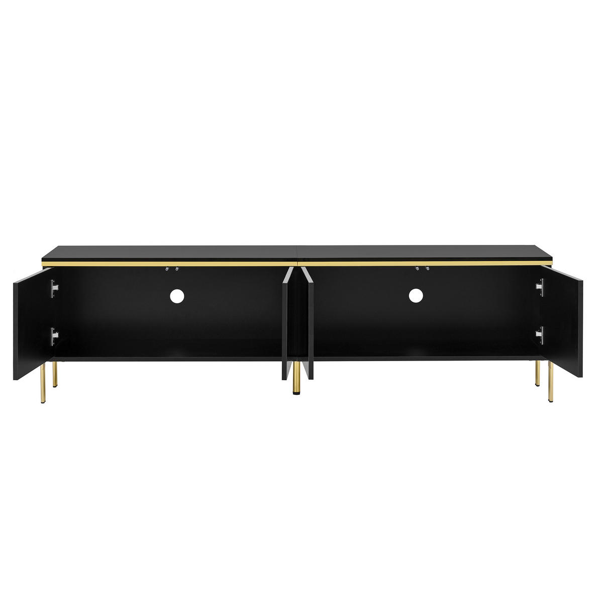 LOWBOARD TV-Möbel- und Couchtisch-Set 170/38/50 + 100/50/36 cm aus Spanplatte mit Hochglanzoberfläche Schwarz - Schwarz, Holzwerkstoff (170/50/38cm) - Modenvie