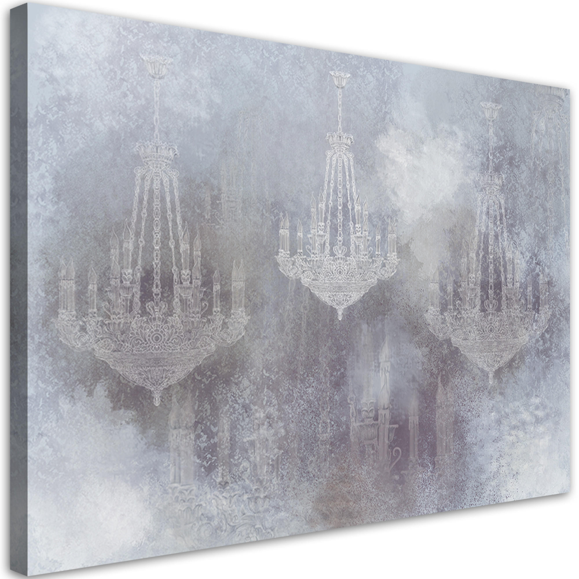 WANDBILD kronleuchter - Türkis, Textil (60/40cm) - Feeby