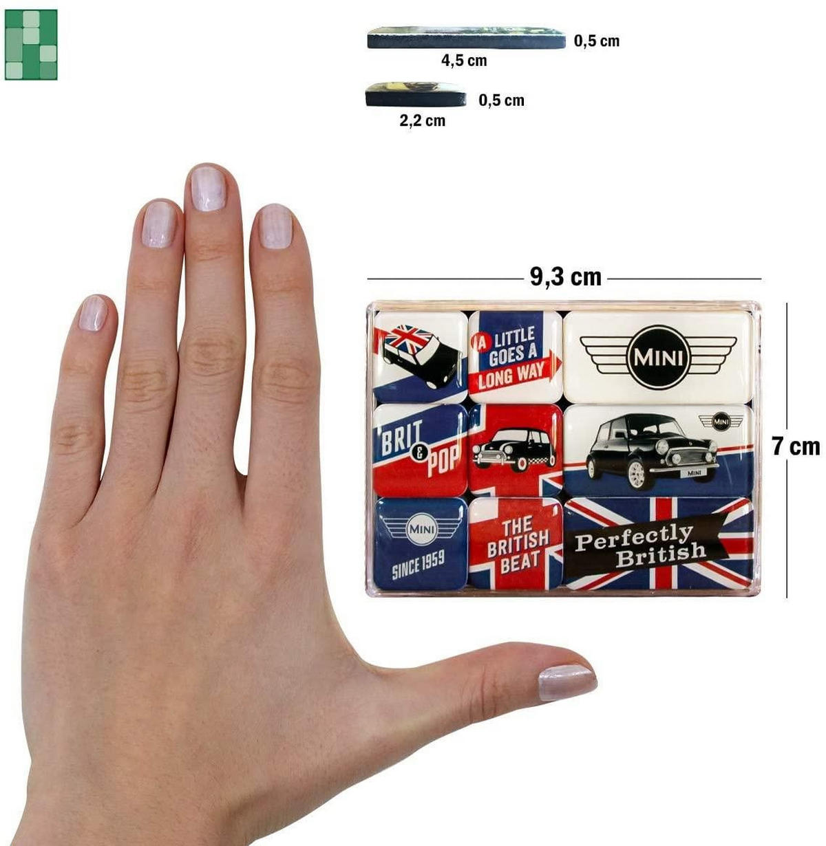 MAGNETSET 9-teilig Mini Union Jack - Multicolor, Metall (9/7/2cm) - Nostalgic-Art