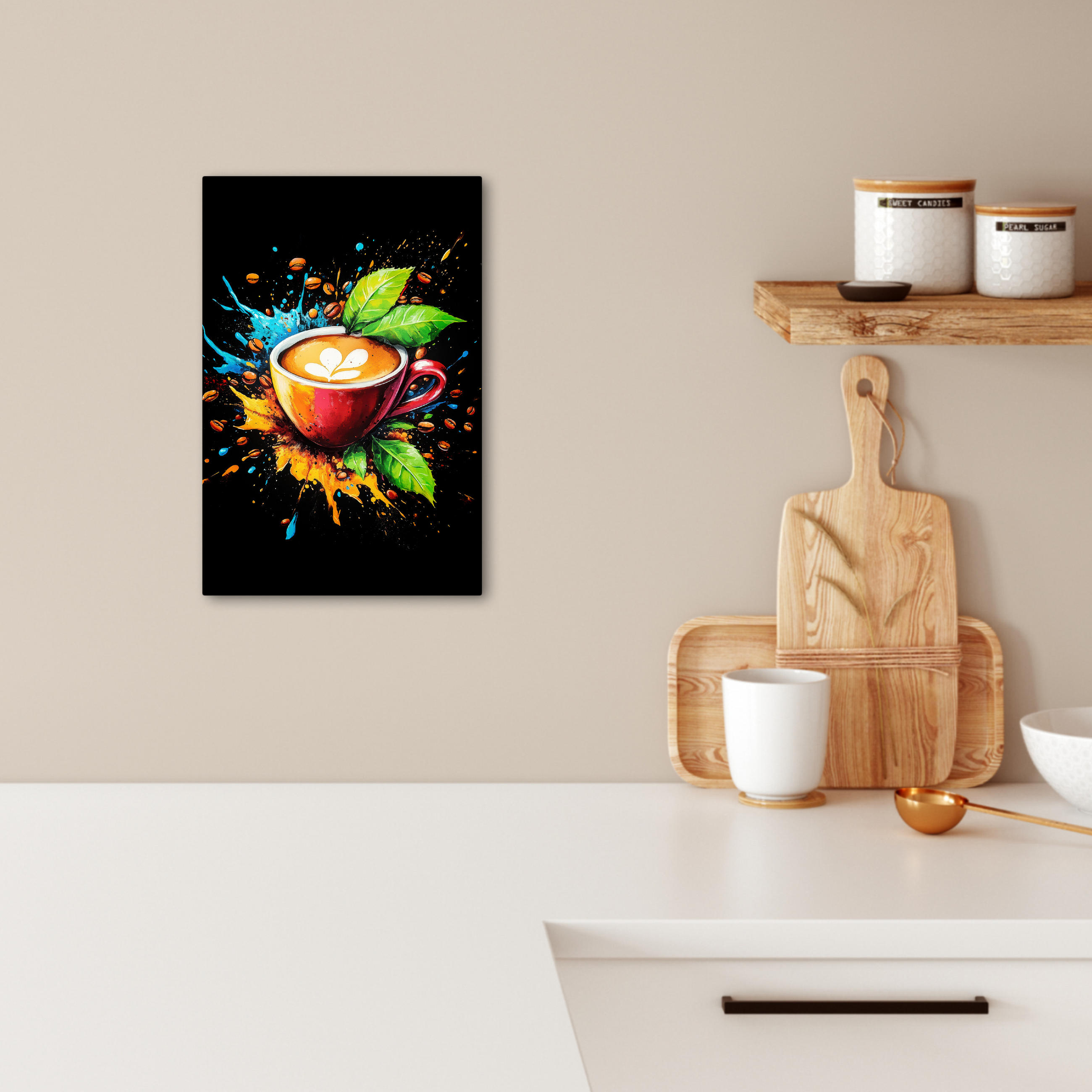 LEINWANDBILD Kaffee - Graffiti - Trinken - Abstrakt 20x30 cm - Mokka, Textil (20/30cm) - MuchoWow