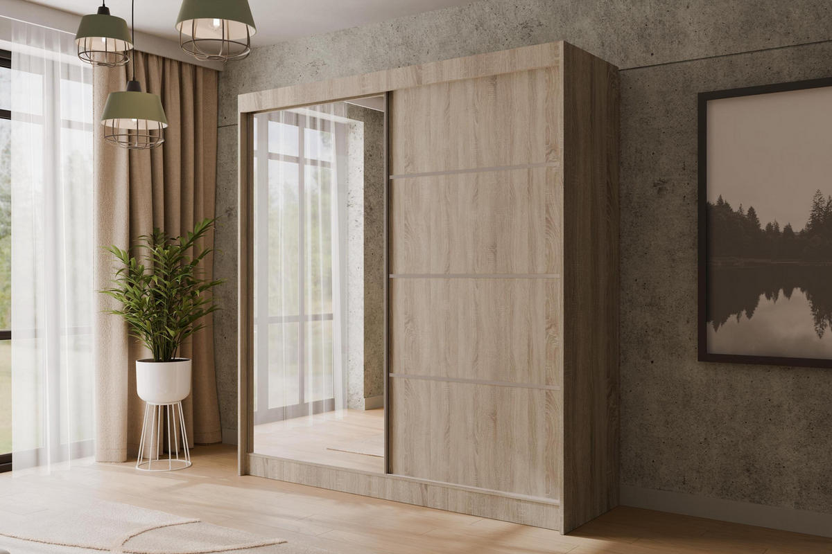 KLEIDERSCHRANK PAOKI - 200 cm - Sonoma Eiche - Sonoma Eiche, Holzwerkstoff (200/215/61cm) - ALTDECOR