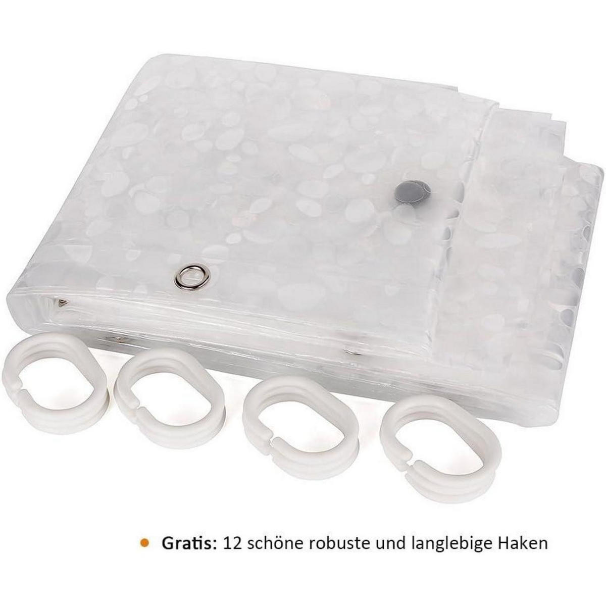 DUSCHVORHANG Steinmuster 180 x 220 cm - Transparent, Kunststoff (180/220cm)
