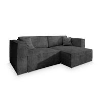 ECKSOFA NERIO P Graphitfarben Kordstoff mit Schlaffunktion - Graphitfarben, Holz (245/148cm) - MASSENO