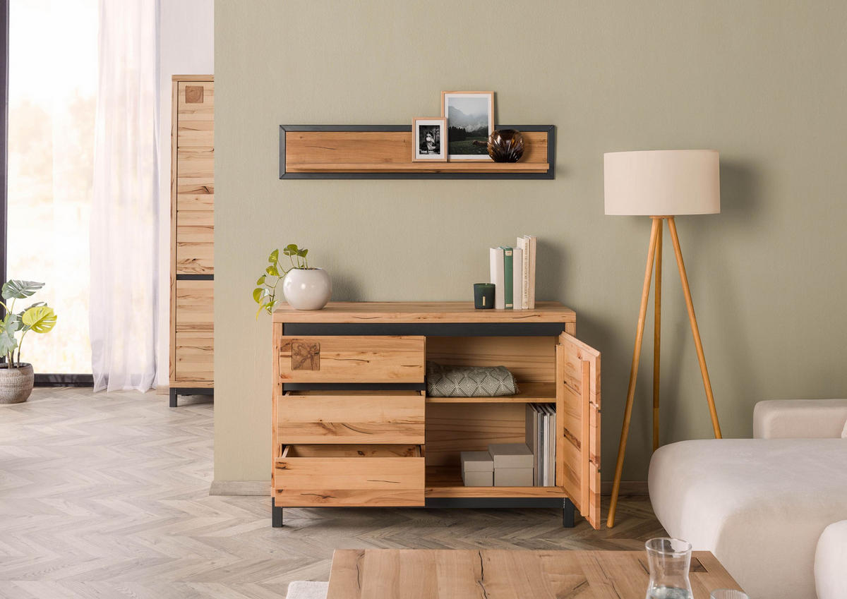SIDEBOARD Kernbuche 120x45x85 natur geölt VILLANDERS #110 - Braun, Holz (120/85/45cm) - Massivmoebel24