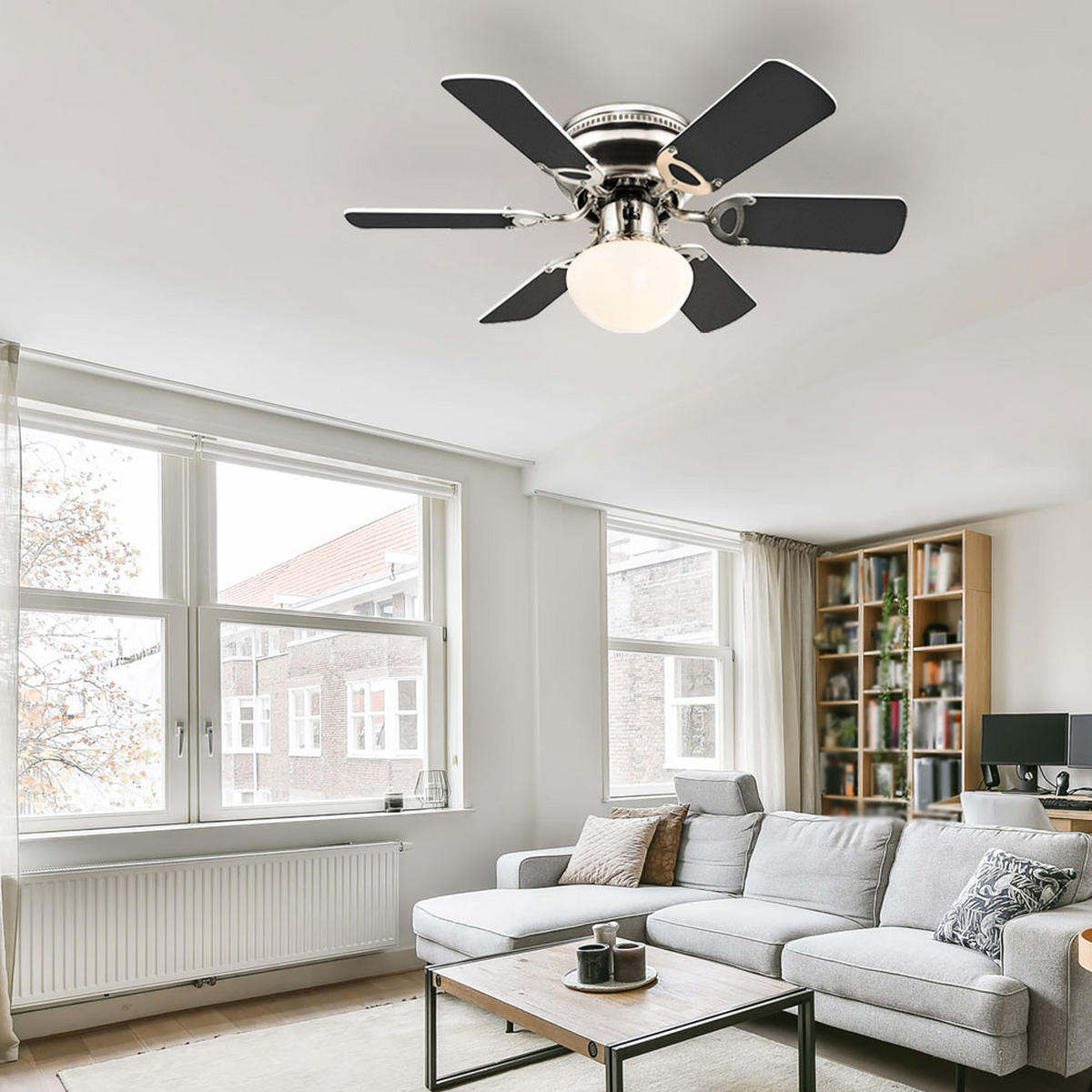 DECKENVENTILATOR UGO Glas Weiß - Weiß, Glas (76/76/28cm) - Globo Lighting