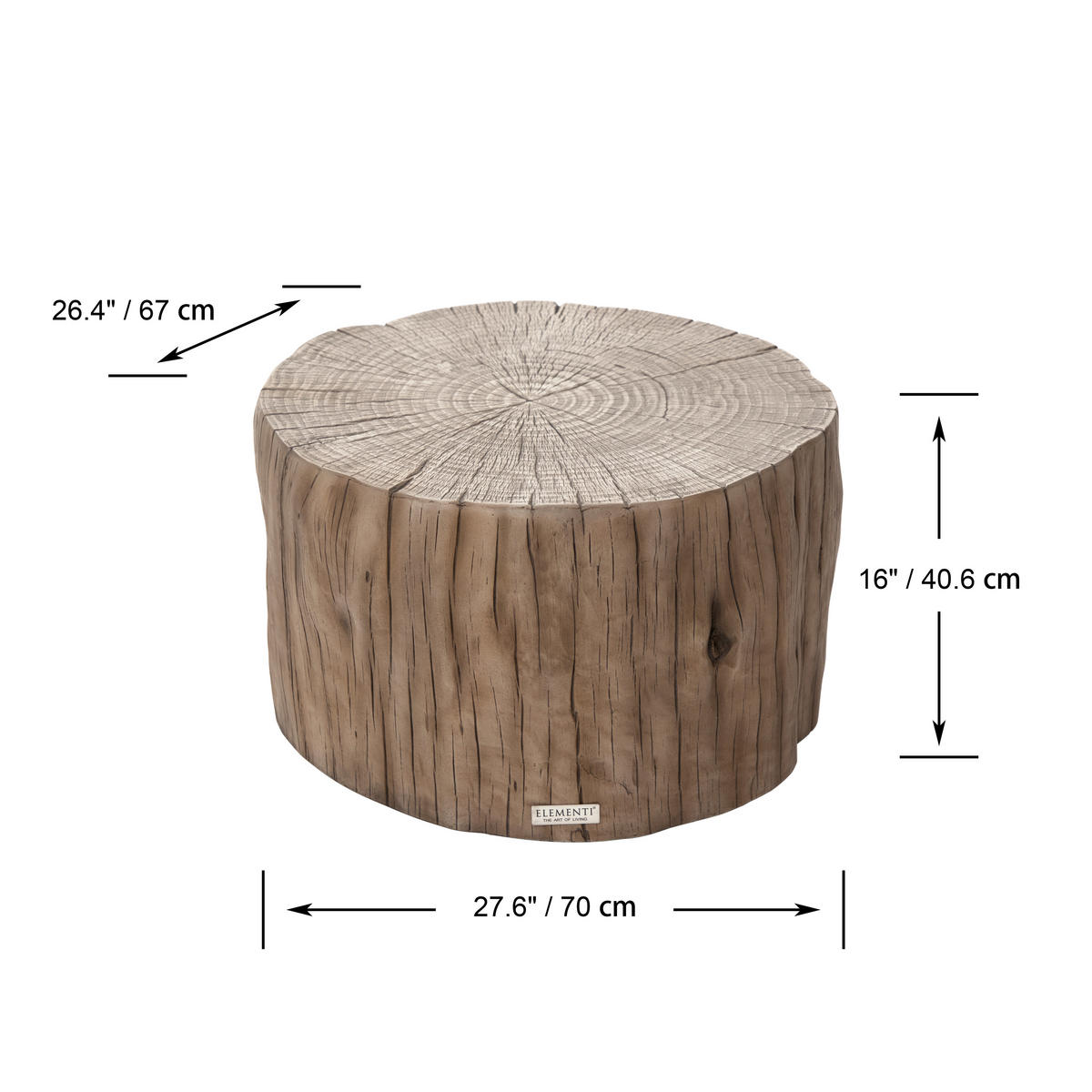 COUCHTISCH DAINTREE aus GF-Beton, Wetterbeständig, 70x67x41 cm - Rotbraun, Naturmaterialien (70/67/41cm) - Elementi