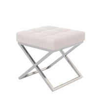 HOCKER LIND 45/45/45 cm, Chrom / Hellbeige - Sandfarben/Chromfarben, Textil/Metall (45/45/45cm) - Idohome